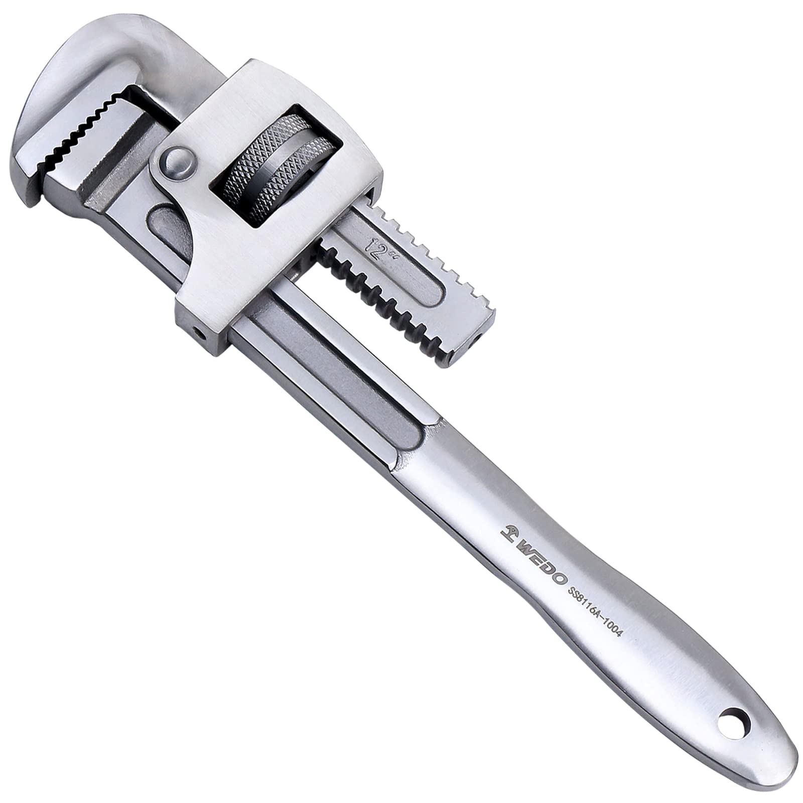 WEDO Stainless Steel Pipe Wrench 350mm(14"), Straight Pipe Wrench, Adjustable Plumbing Spanner, Anti-Corrosion, Polished Surface, Rust-Proof, British Type, Die-Forged
