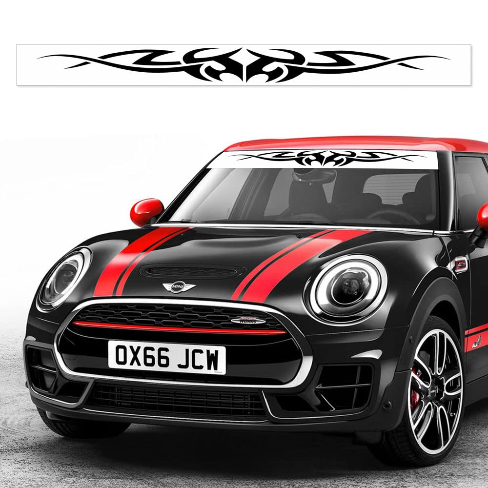 Quattroerre Adhesive Windshield Banner Sunshade Stripe Sticker for Car, Tribal, White, 12.5 x 120 cm