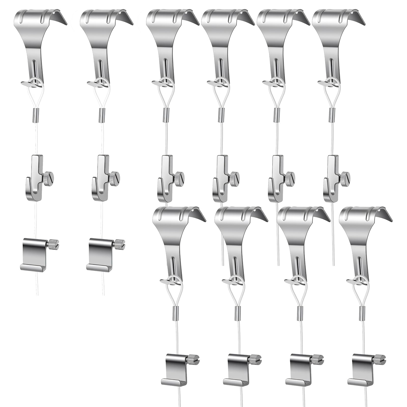 Photo 1 of 10 Pcs Picture Rail Hanging System Kit, Gallery Set with Picture Rail Molding Hooks, Invisible Wire & Adjustable Hooks, Professional Art Hanging System for Exhibition, Art Gallery Supplies