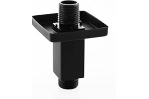 DOLGABA Straight Shower Arm with Flange Ceiling Mount Square Shower Extender for Fixed Shower Head 3 Inch Rainfall Shower Head Arm Extension, Matte Black