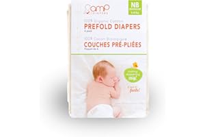 AMP Diapers Organic Cotton Prefold Diapers, Pack of 6 (Newborn)