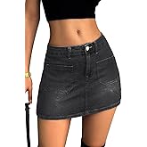 ELLEVEN Denim Mini Skirt for Women High Waisted, High Stretchy Casual Summer Cute Jean Skirts
