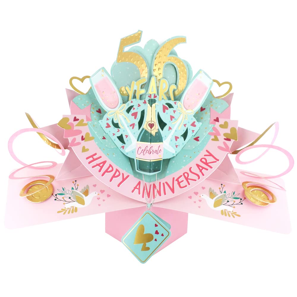 56 Years Happy 56th Anniversary Pop-Up Greeting Card Love Kate's 3D Pop Up Cards POP216MC56