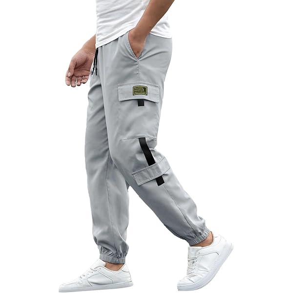 Pantalones De Hombre De Moda De Color Liso Hip Hop Patchwork Streetwear Jogger Pantalones Largos