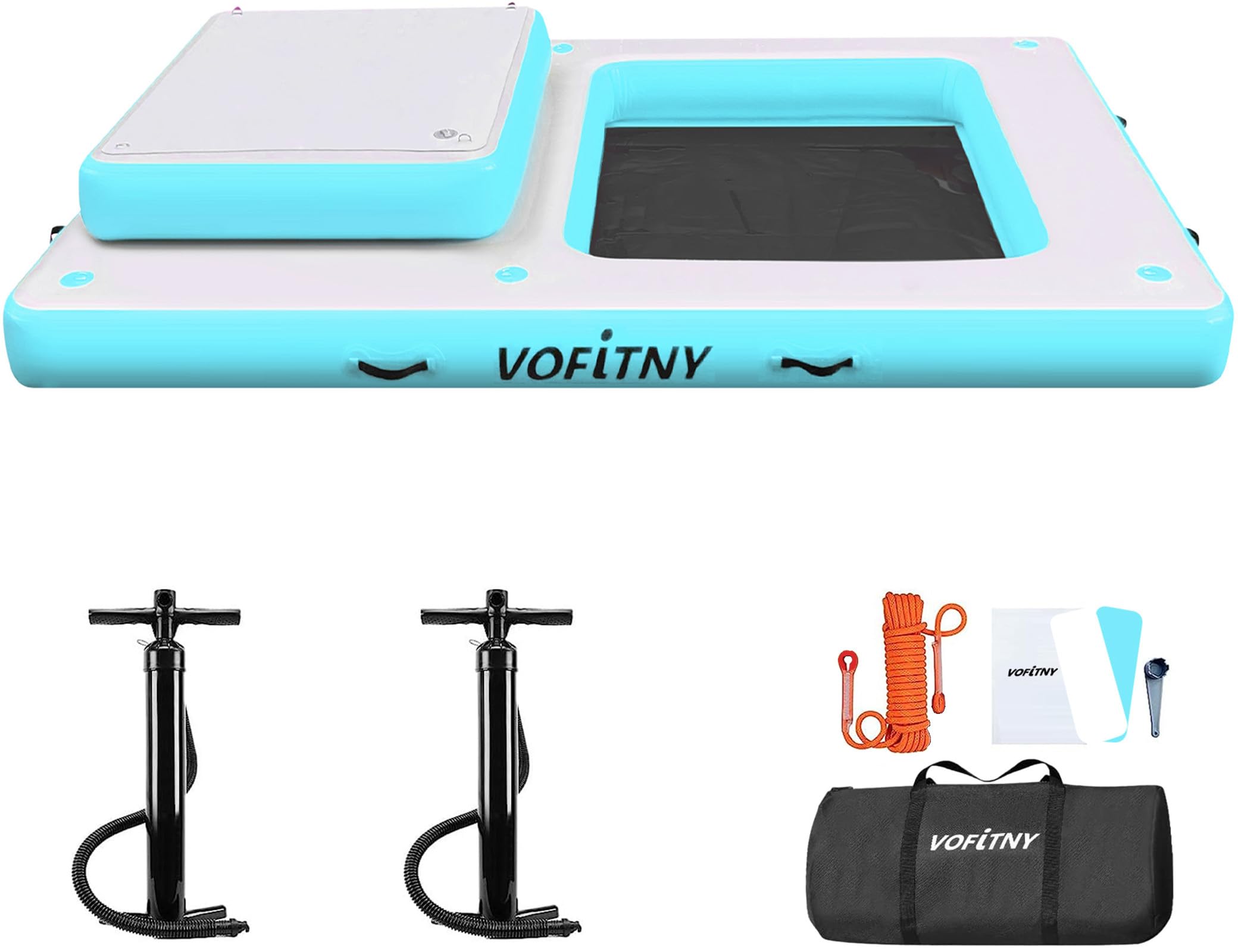Inflatable Matis Raft VOFiTNY Large Inflatable Floats Dock Water Mat Platform with Removable ...