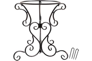 TICKCACY 9" Metal Gazing Ball Stand, Scroll Gazing Globe Stand for 10 or 12 Inches Garden Gazing Globes, Indoor/Outdoor Gazing Ball Display Holder, Black