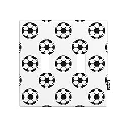 Pznen Soccer 2 Gang Wall Plate Black and White