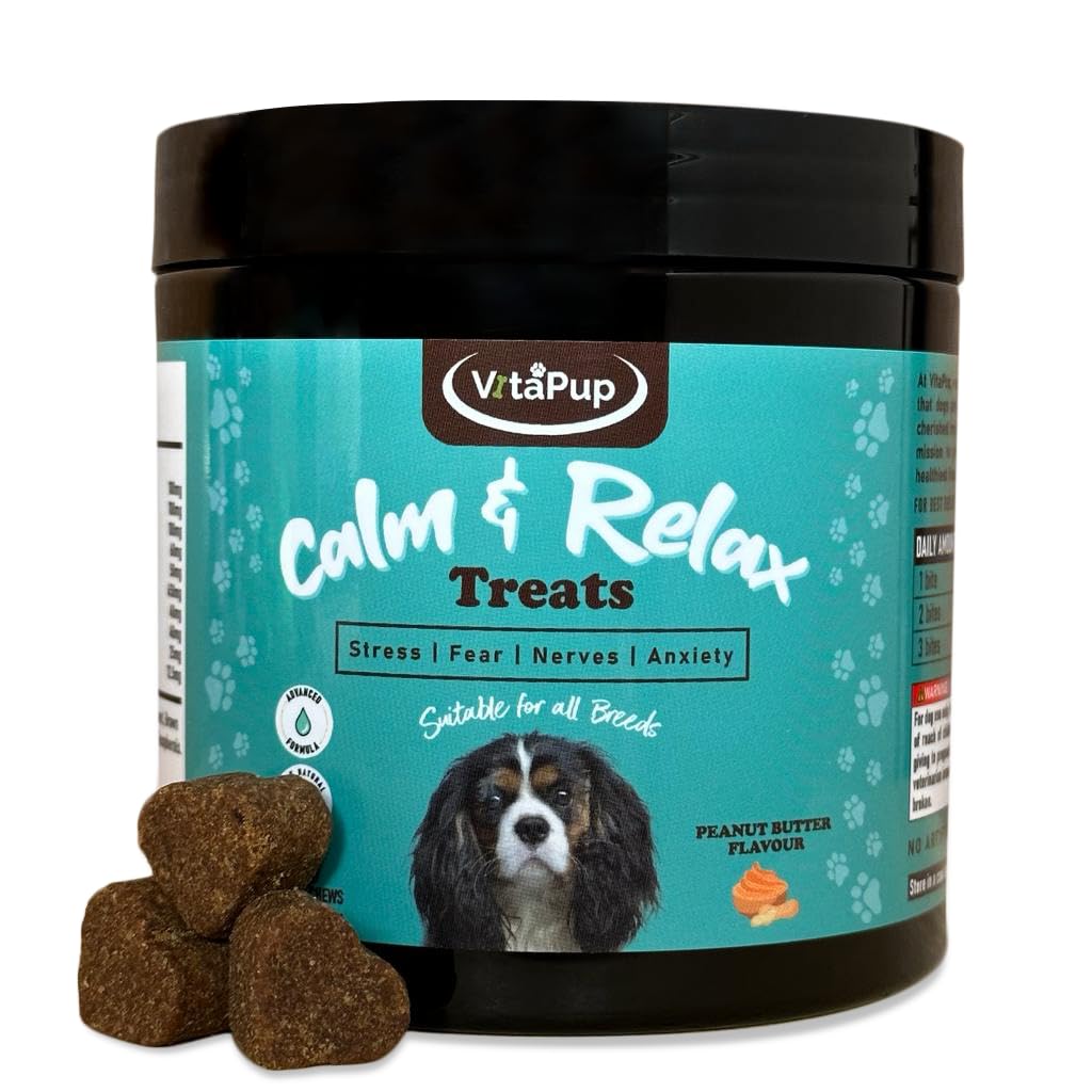 VitaPup® Calm & Relax Treats for Dogs - Stress, Anxiety, Separation Anxiety, Barking, Aggression, Hyperactivity, Travel, Fireworks - Dog Calming Treats for All Breeds