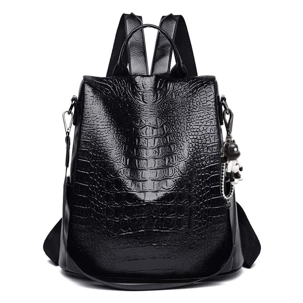 AINUOEY Womens Fashion Rucksack Backpacks Anti-Theft Totes Top-Handle Handbags Ladies PU Leather 76654 1pcs Set Black