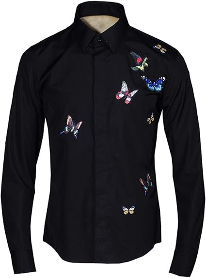 Men's Butterfly Shirt Men's Shirt Fashion Art Men's Clothing: Amazon.co.uk: Clothing