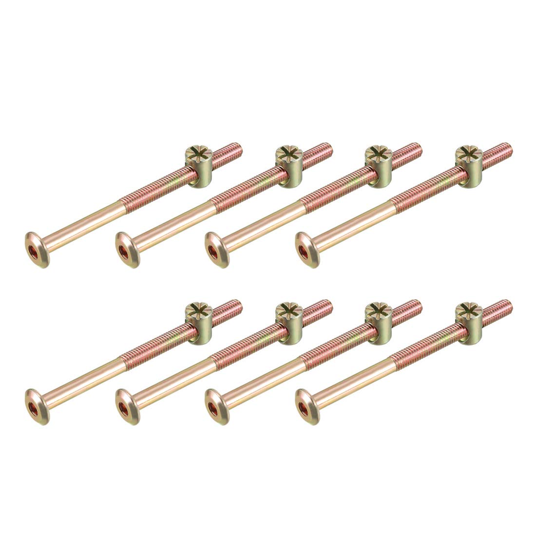 sourcing map M6x85mm Furniture Bolt Nut Set Hex Socket Screw 48mm Thread Length with Barrel Nuts for Beds Headboards Chairs 8 Sets