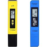VIVOSUN pH and TDS Meter Combo, 0.05ph High Accuracy Pen Type pH Meter ± 2% Readout Accuracy 3-in-1 TDS EC Temperature Meter,