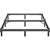 MAF Metal Bed Frame Queen 8 Inches for Box Spring, 9-Legs Support Basics | Foldable Design, Tool-Free, Metal Bed Base, Headboard Attachable, Double Triangular Support, Easy Assembly, Noise Free, Black