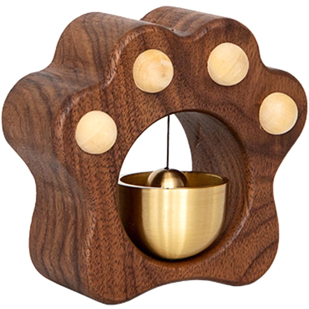 Hemobllo Shopkeeper Bell Paw Shaped Wooden Doorbell Entry Chime for Home Office Garden 3.15 Inch Decorative Wind Chime Door Bell