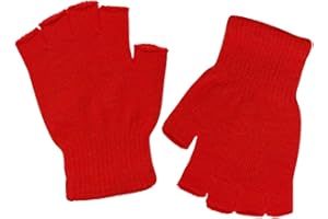 DOOVID Winter Knit Warm Mittens for Women & Men - Stretch Half Finger Gloves
