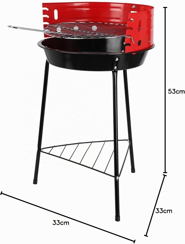 Well Home Barbacoa de 3 patas con Parrilla cromada en color negro 32x33x55cm