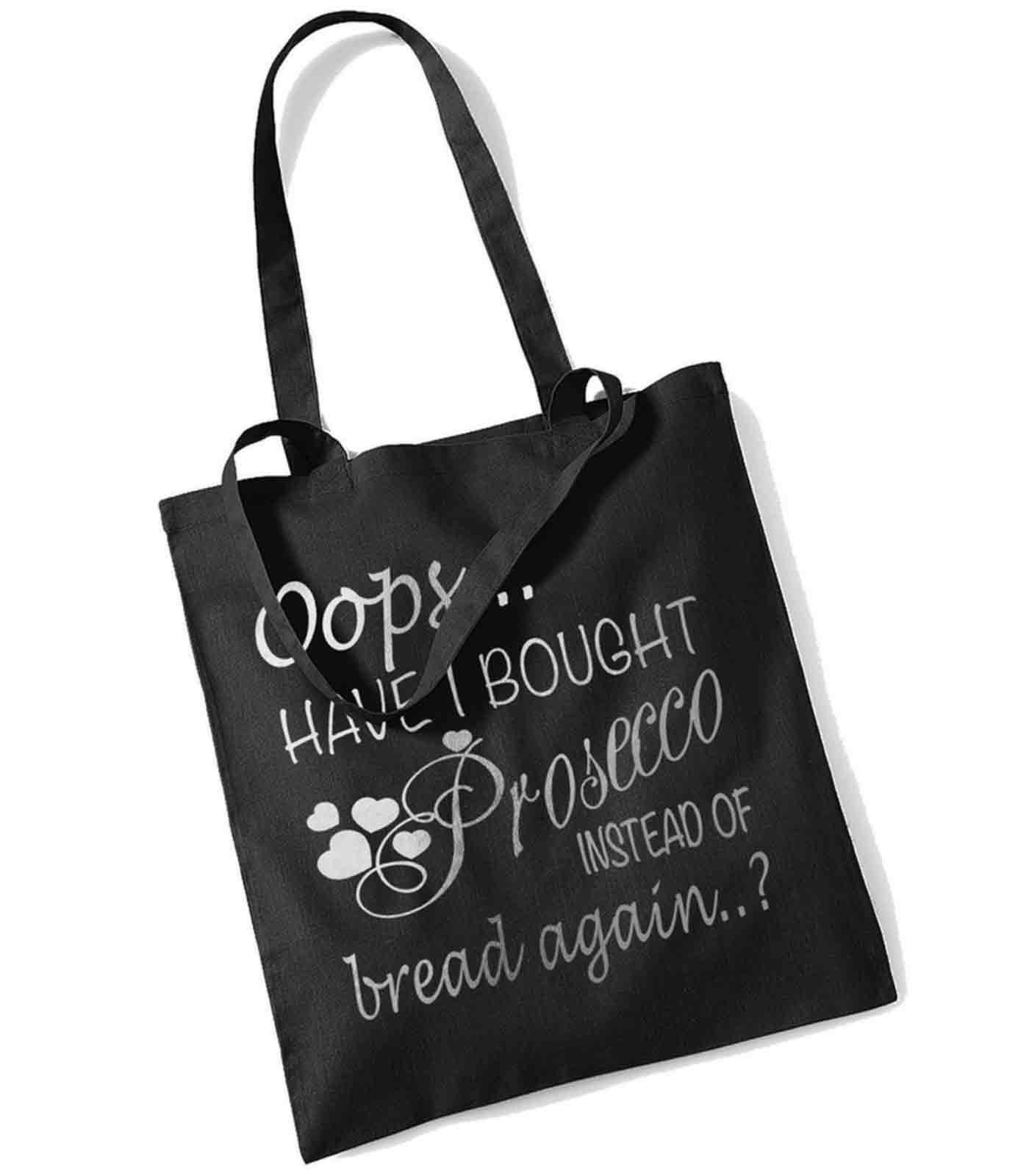 Oops Prosecco Tote Bag (Black + Silver)