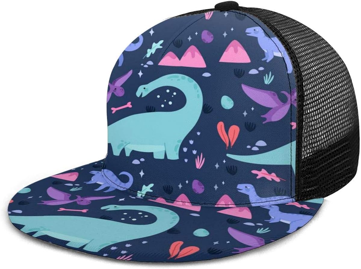 Baseball Caps elasonn Colorful Flat Dinosaur Leaves Stone Pattern Men Women  Student Adjustable Fashion Baseball Cap Snapback Hat Mesh Trucker Caps Dad  Hat Sunbonnet Hat for Fishing Beach Hiking Travel foretadrenaline.com