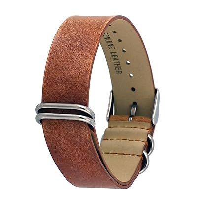 Rev ITAL208 18mm, 20mm, or 22mm Black, Camel, or Natural Brown Genuine Leather NATO Slip-Thru Replacement Strap