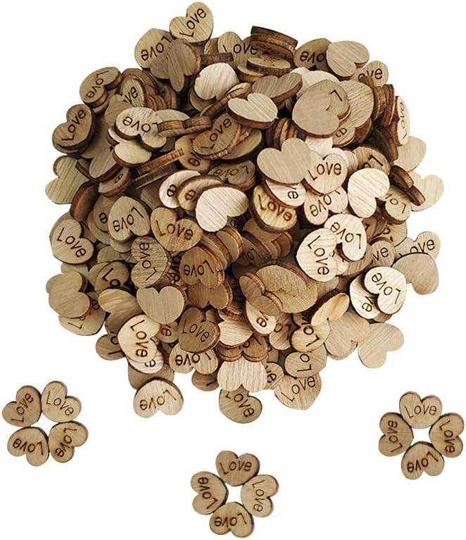 Inn Diary 300pcs Rustic Wooden Hearts Love Wood Table Confetti for Wedding or Party Table Scatter Decor