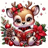 Adorable Reindeer PVC Vinyl Car Decals Stickers Waterproof Self-Adhesive Decals for Cars, Laptops, Trucks, Motorcycles Wall Window Luggage Scratch Cover Door Decor Sticker