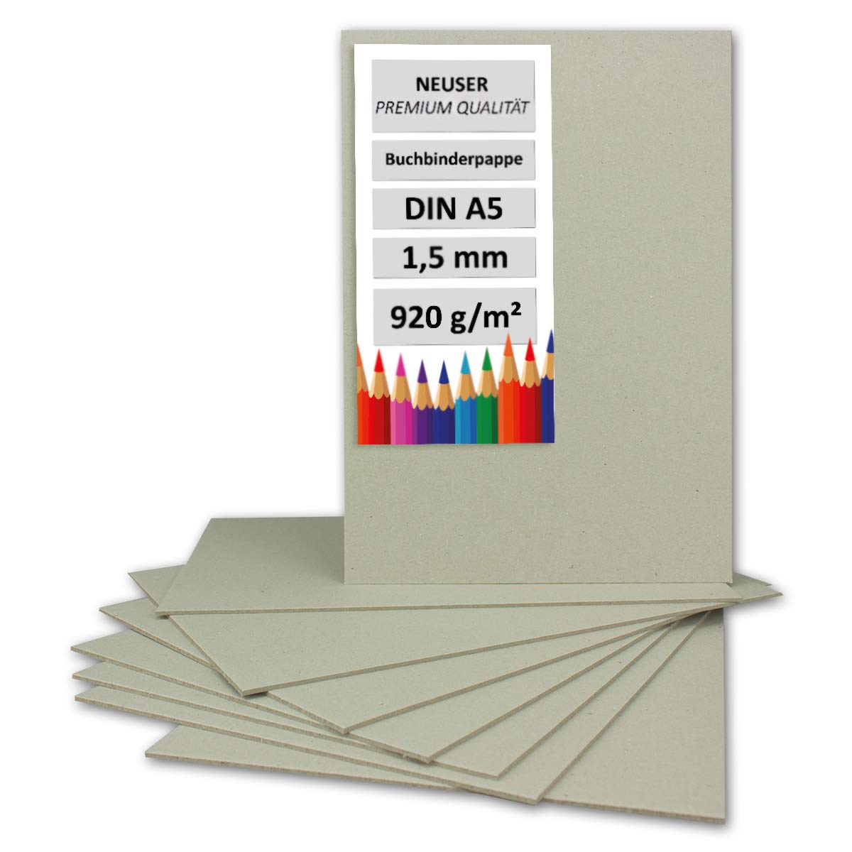 Book Binder Board A5 | Thickness: 1.5 mm, Weight: 920 g/m² | Format: 21 x 14.8 cm grey/brown