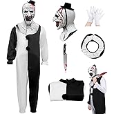 Varuotu 5PCS Art Clown Costume Adults Terrifying Clown Mask Men Halloween Outfits Killer Cosplay Scary Props