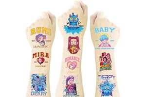 JCQAYB 40Sheets Demon Hunters Temporary Tattoos Birthday Themed Party Supplies Decoration Favors Cartoon Movie Demon Hunters Sticker for Kids Boys Home Activity Class Prizes Carnival Christmas Rewards