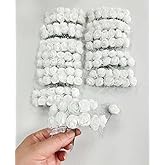 144pcs Mini Artificial Rose Flower Heads and Soft Stem,25mm PE Tiny Rose add Gauze for DIY Wedding Make Bridal Hair Clips,Cake Top,Wrist Corsage Boutonniere,Wreath Bracelet Flower (White)