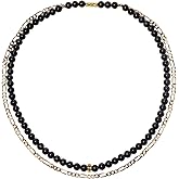 Lightock Layered Black Obsidian Beaded Choker Necklace Plated 14k Gold Chain Necklaces for Women Men Trendy Power Energy Crystals and Gemstones Jewelry