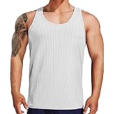 UK loees Men's Tank Tops Workout Sleeveless Muscle T Shirts Ribbed Knit Gym Training Athletic Fitness Tee