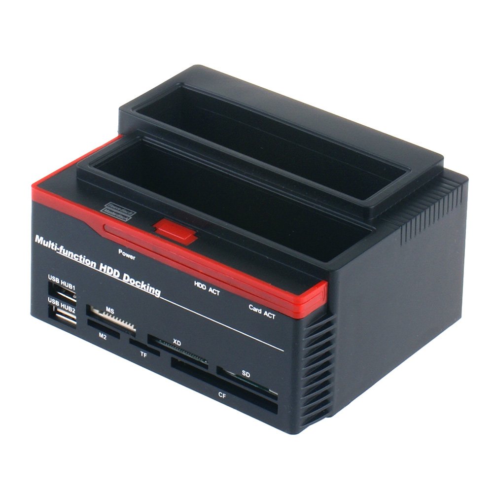 Tccmebius TCC-892U2IS USB 2.0 to SATA IDE Dual Slots Hard Drive Docking Station Card Reader 2 Port USB 2.0 Hub 2.5 3.5 inch HDD IDE SSD SATA I/II/ III (No Support The 3.5 Inch WD IED Hard Drive) by Tccmebius