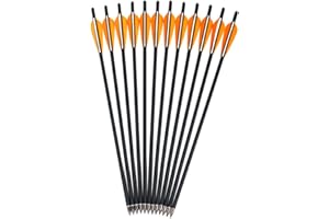 Kikzok 12 Pack Crossbow Bolts Carbon Arrows,16/18/20/22 Inch Hunting Archery Bio Crossbow Arrows with Moon Nocks, Removable Arrowhead