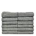 BC BARE COTTON Luxury Towel Collection 100% Turkish Cotton channeled Border Washcloths, Face Towel - Gray, 12 Pack of Thick Towel