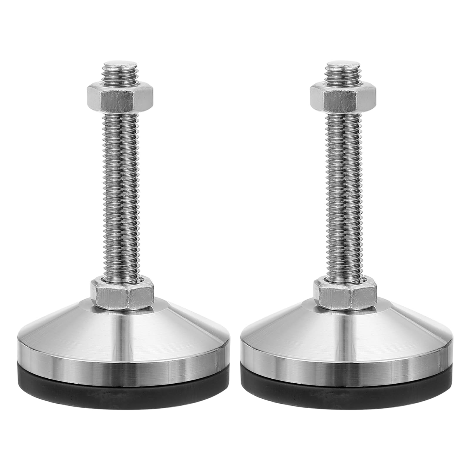 PATIKIL Furniture Leveling Feet 3.2" Dia Base M16 Thread, 2 Pcs Carbon Steel Adjustable Threaded Furniture Levelers Screw on Leg Leveler with Pads for Desk Chair Cabinet, Black โ image 1