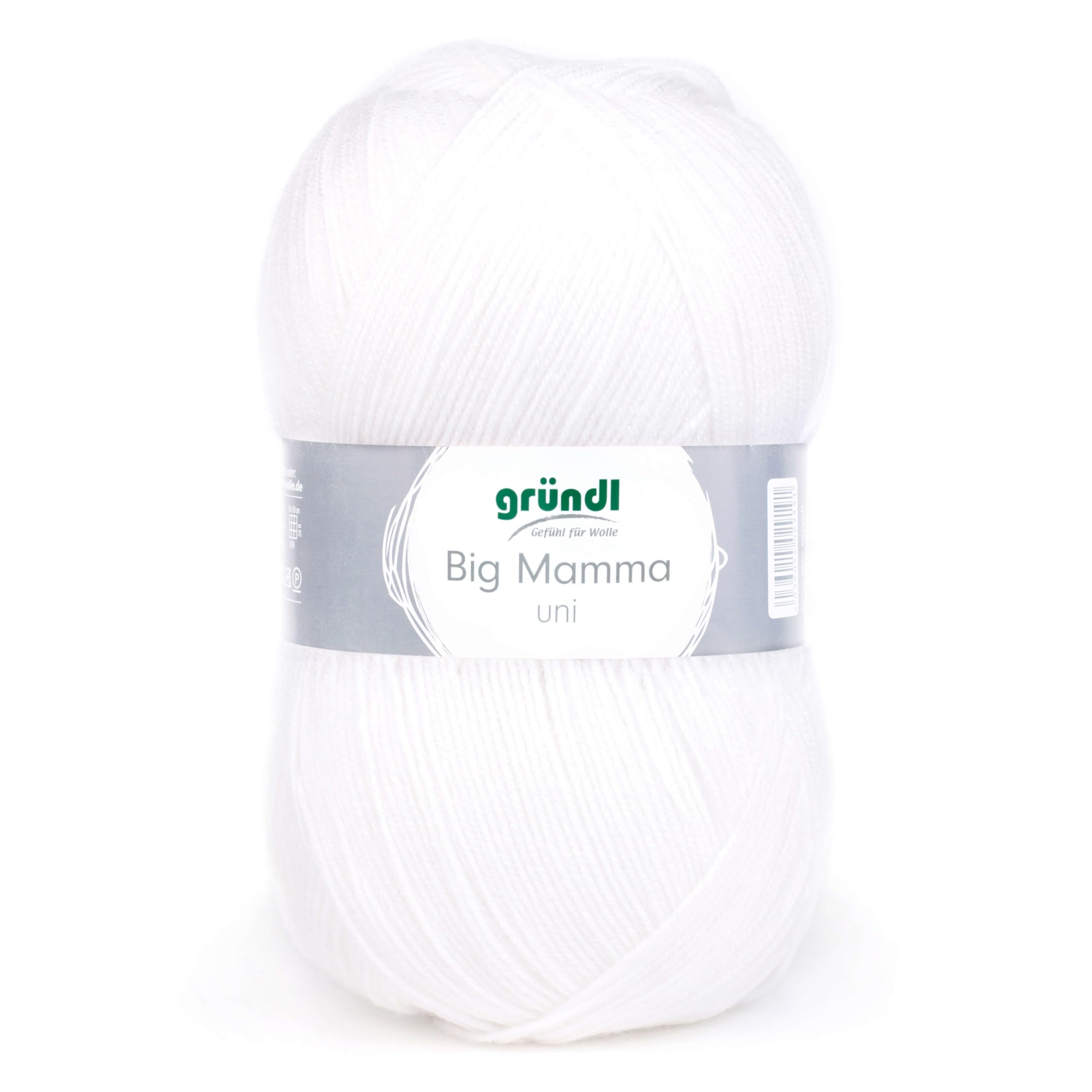 Gründl Big Mamma Uni (Knitting- & Crochet Yarn with Wool-Like Character Made of 100% polyacrylic, 400 g / 1040 m, Needle Size: 3.5-4.5mm, 1 x 400 g), White