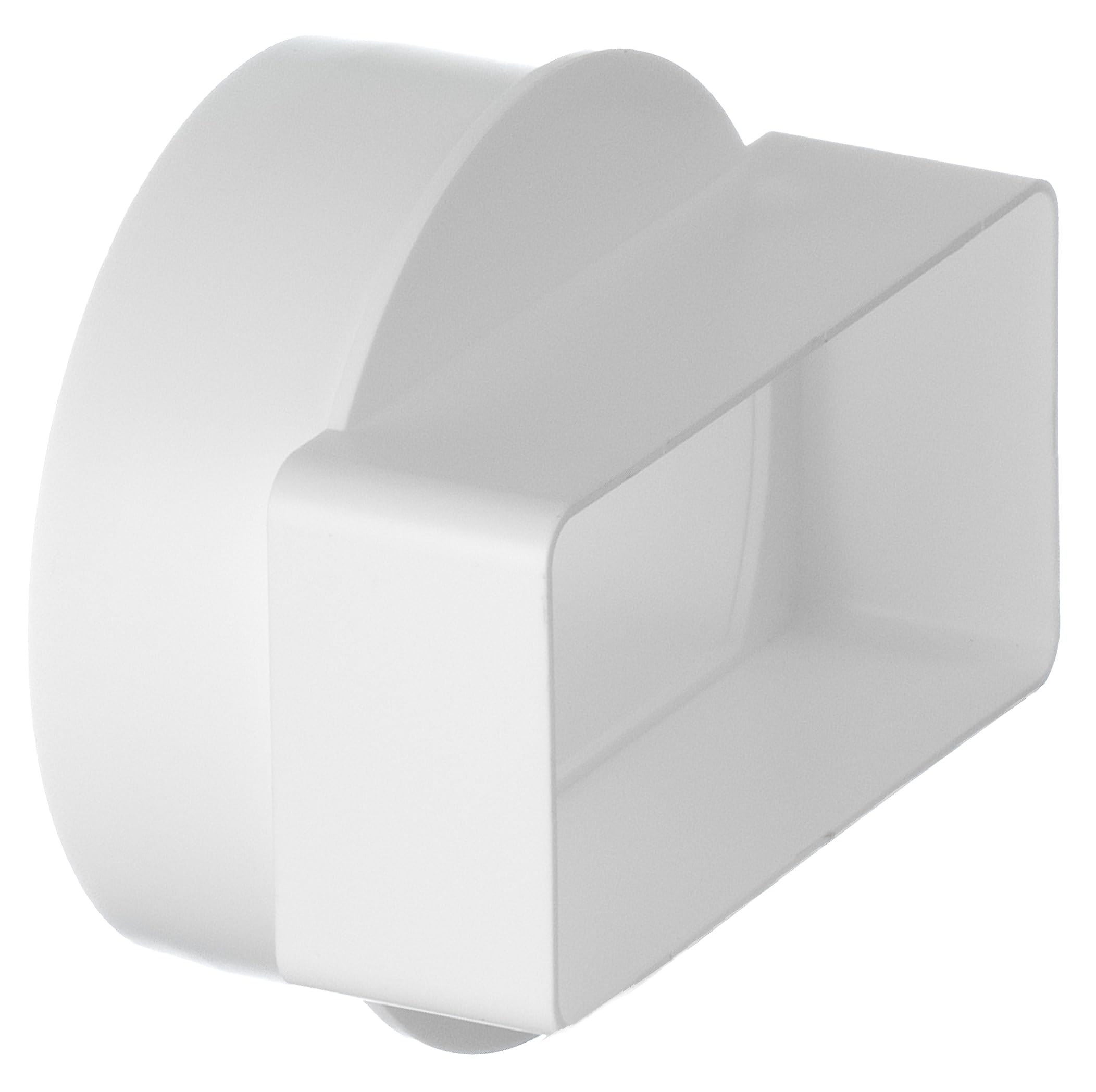Steinberg14 White 110x55mm - Ø 100mm Flat Channel to Round Pipe Ducting Adaptor - Plastic Straight Connector, Adapter, Reducer - Ø 4 inch - 4x2 inch — image 1