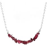 Gempires Natural Red Garnet Crystal Necklace January Birthstone Gemstone Jewelry Hypoallergenic 18 Inch Silver Plated Handmade Dainty Necklaces For Women