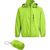 Spmor Men's Lightweight Waterproof Jacket Packable Windbreaker Running Coat