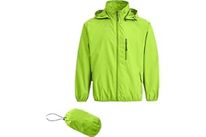 Spmor Men's Lightweight Waterproof Jacket Packable Windbreaker Running Coat