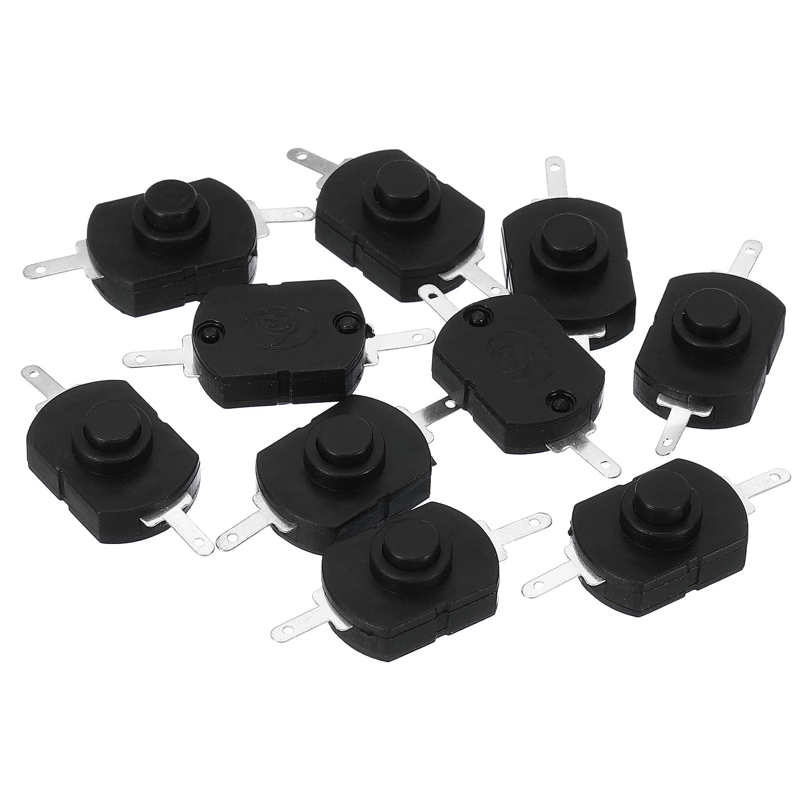 PATIKIL Latching Push Button Switch, 10 Pcs KAN-23 Straight Pin with Hole On/Off Self-lock DC 30V 1A Micro Switch for Flashlight Light Wall Outlet, Black