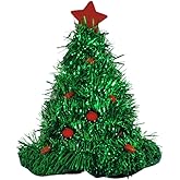 Green Tinsel Christmas Tree Holiday Novelty Costume Party Hat