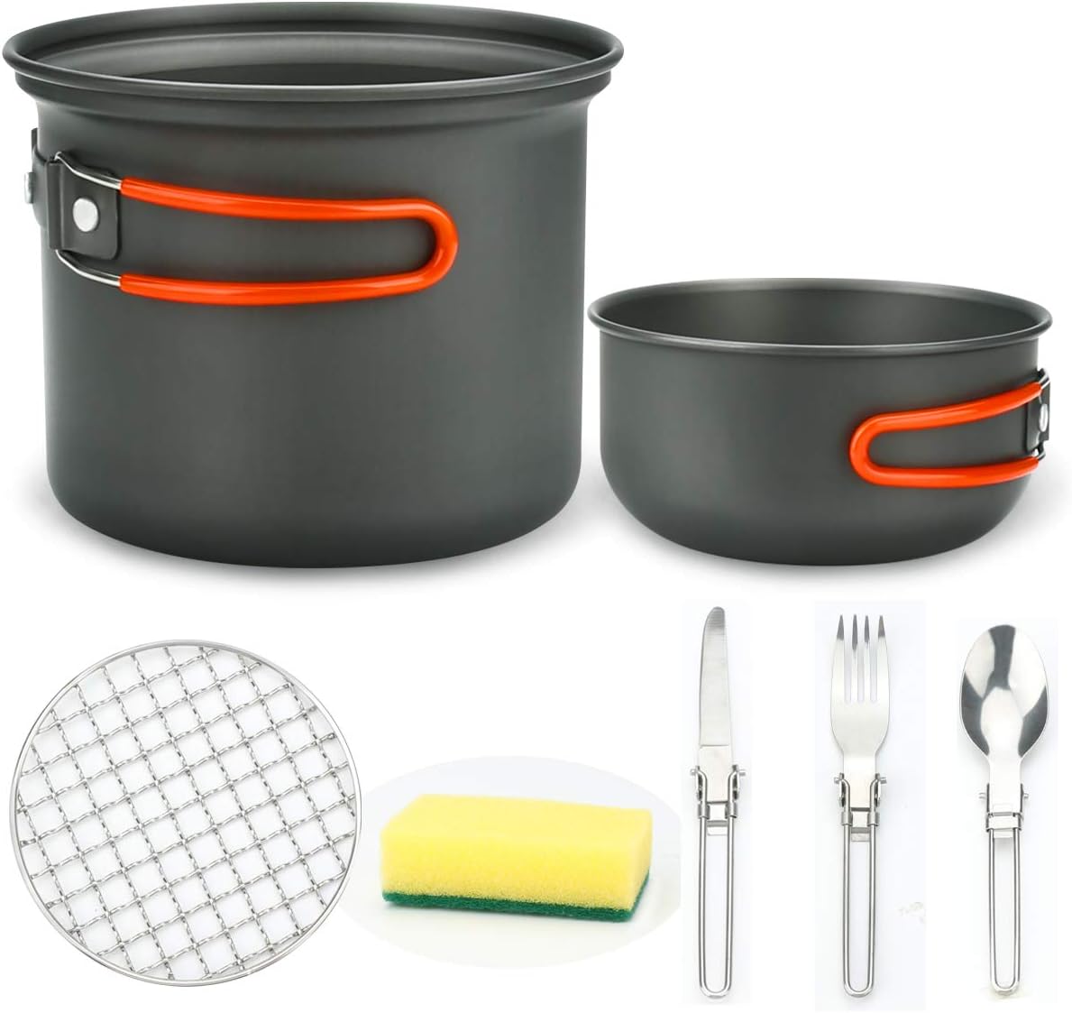 yidenguk Camping Cookware Kit, Outdoor Portable Camping Cooking Set Pot Pan Bowl, Spoon, Fork, Knife for Picnic BBQ Backpacking Hiking Camping