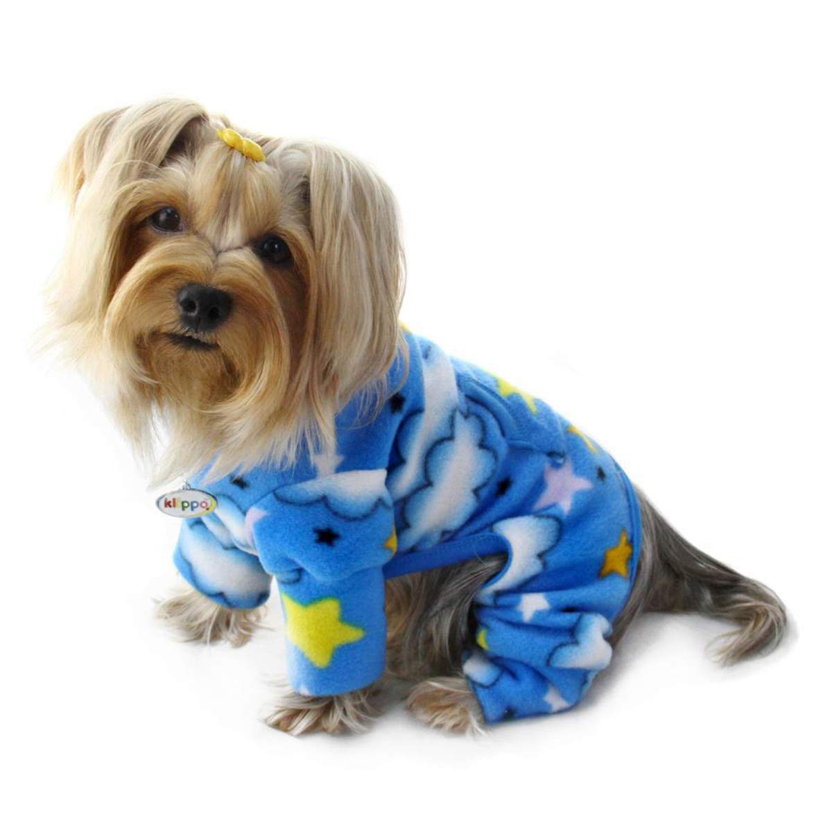 Klippo Dog/Puppy Stars and Clouds Fleece Turtleneck Pajamas/Bodysuit/Loungewear/Coverall/Jumper/Romper for Small Breeds (X-Small)