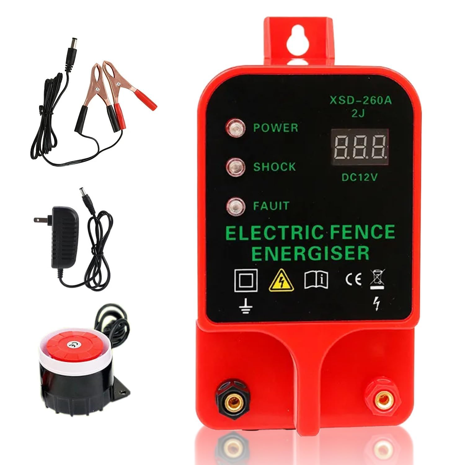 Photo 1 of 10KM Electric Fence Charger, Electric Fence Energizer for Livestock Cattle Horse, 6.2 Mile Waterproof Plug-in Electric Fence Kit with Alarm Function