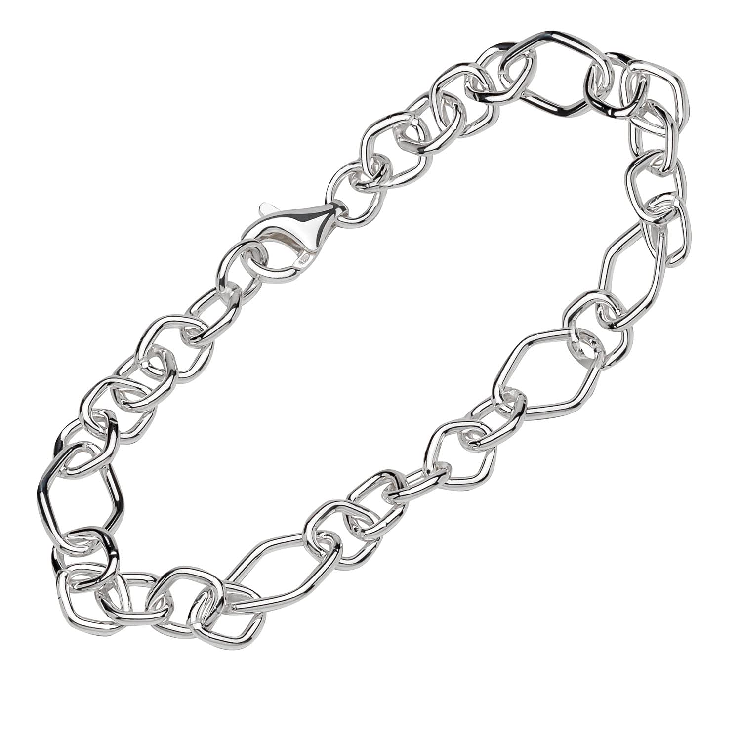 NKlaus bracelet 925 sterling silver 22cm Figaro anchorchain round unisex bangle exquisite 13014