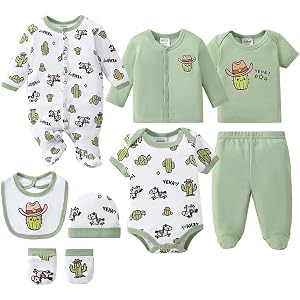 payifang 8-Pack Unisex Baby Bodysuits, 100% Cotton Soft Baby Clothes, Newborn Boy Clothes, Infant Bodysuits for 0-9 Months