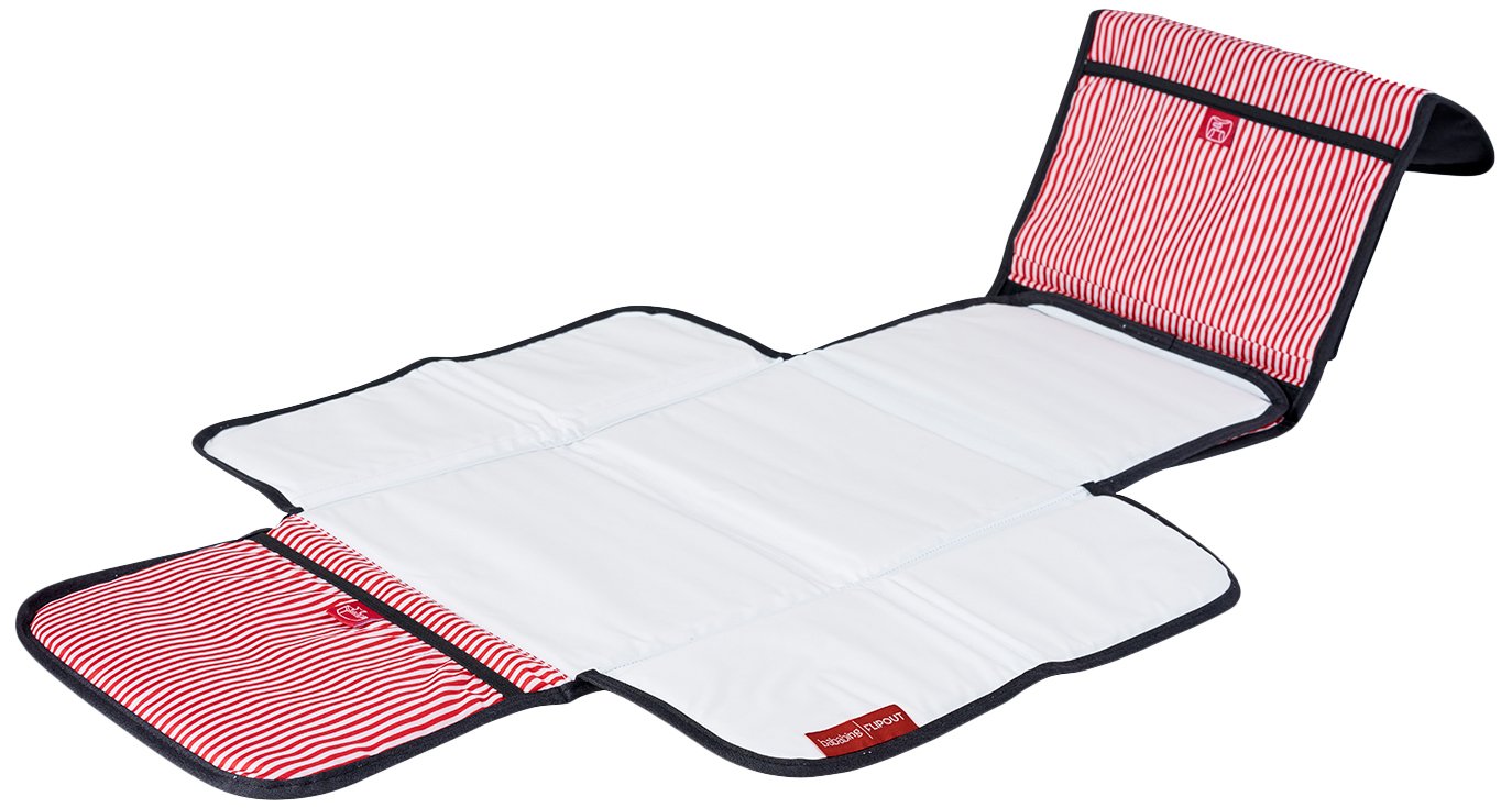 BABABING Flipout Portable Baby Changing Mat, Fold Out Travel Nappy Changing Mat with Foldable Storage Pockets and Waterproof Lining, Baby Mat - Black