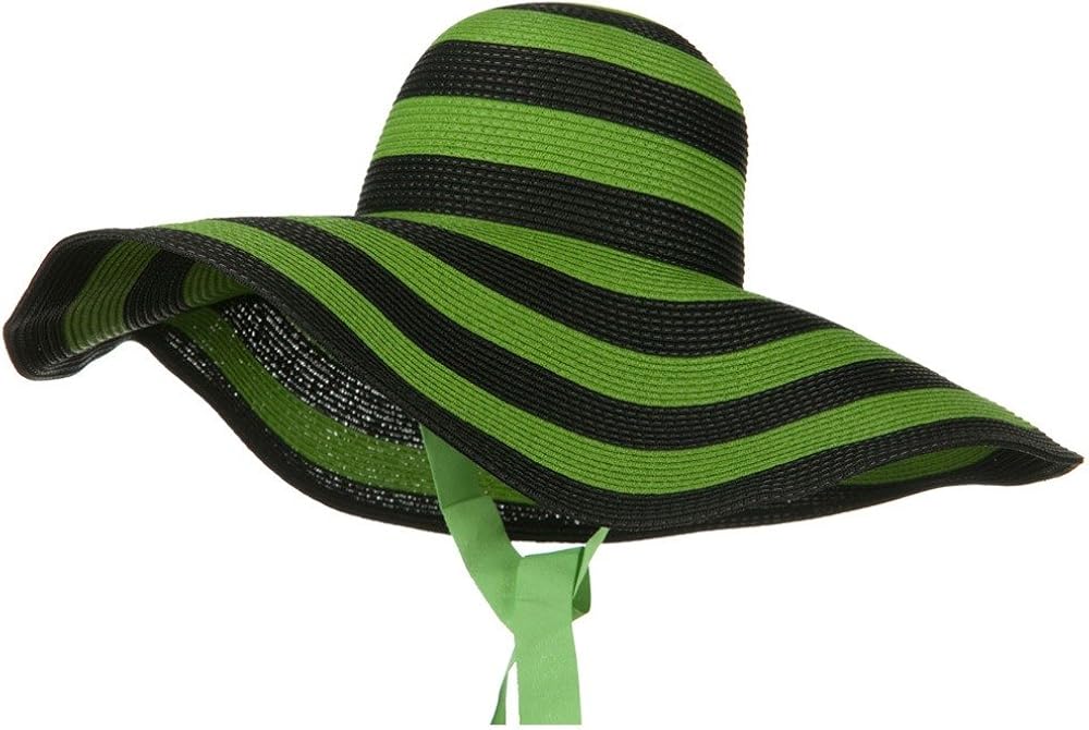Two Tone Chin Strap Straw Hat Green Black at Amazon Women’s Clothing