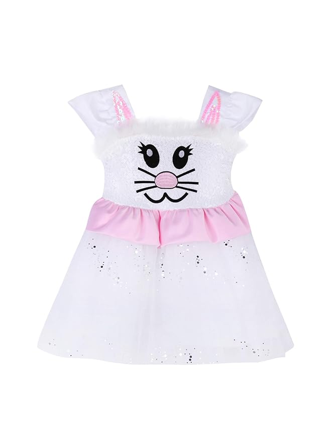 Buy Toddler Baby Girl Outfits Bunny Print Dress Sequined Easter